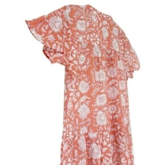 Marea by Liz Joy Olympia Sorbet Floral Print Shell Short Sleeve Kaftan Dress XS - Picture 9 of 12